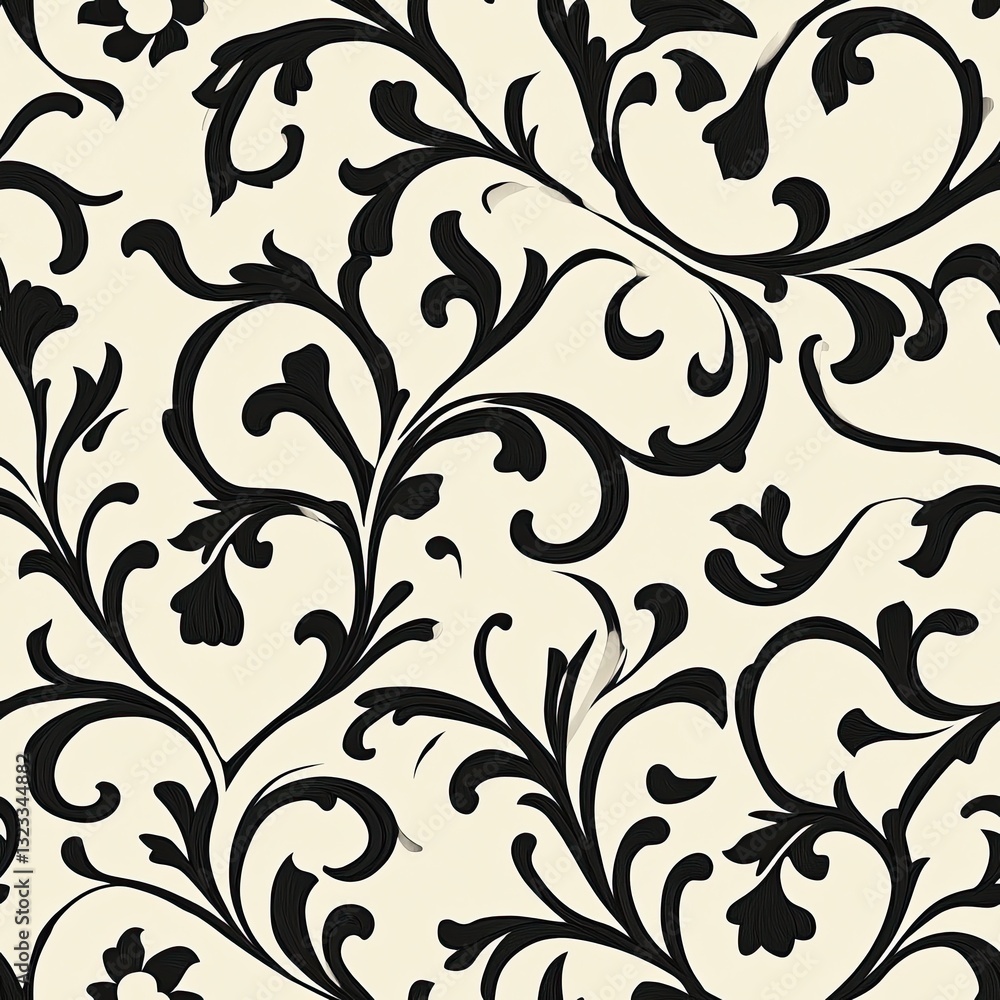 Poster bold scrollwork sharp angles dramatic seamless pattern design for textile prints