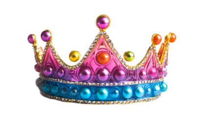 Rainbow Princess Crown Kids Party Favors on transparent background