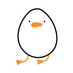 Goose doodle. Funny hand drawn goose. Design element for children clothes, print, sticker, web design. Funny round duck or goose in linear style. Chubby goose mascot. Bird character