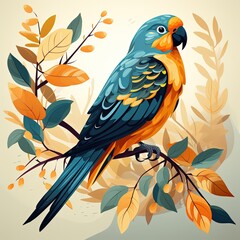 Fototapeta premium Minimalist Parrot Artwork in a Yellow Color Palette