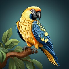 Fototapeta premium Minimalist Parrot Artwork in a Yellow Color Palette