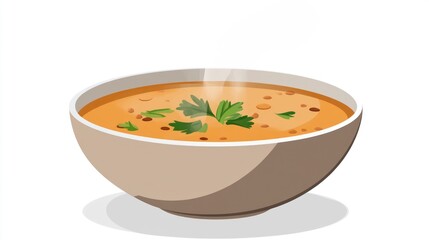 A delightful bowl of steaming homemade lentil soup with fresh garnish illustration