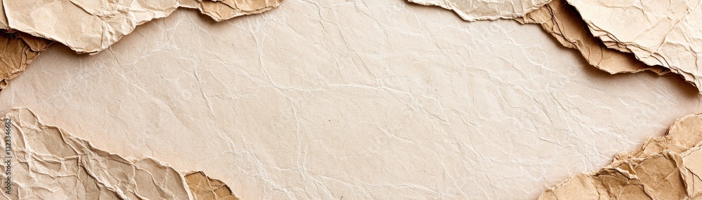 Poster a textured background featuring torn pieces of paper, creating a soft, neutral space for design or t