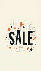 "Modern Minimalist SALE Sign Art: Geometric Design with Deconstructed Letterforms & Subtle Grid"