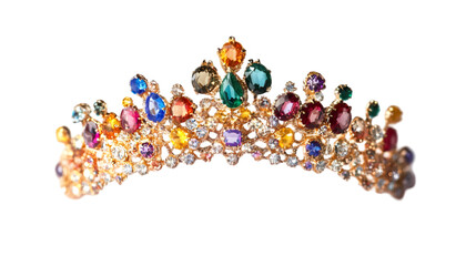 Rainbow Gemstone Crown Jewelry Image on transparent background