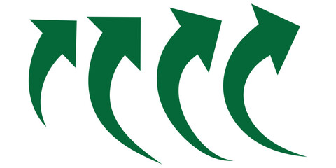 Sharp curved arrow icon set. Black rounded arrow. Direction pointer pointing down