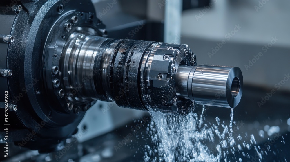 Aufkleber a robotic cnc machining center producing intricate metal parts with high-speed automation