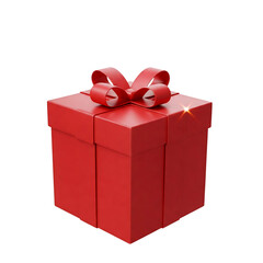 Obraz premium Single, realistic gift box with festive wrapping and stunning lighting effects, isolated on a clean white background. Perfect for holiday themes, product showcases, or creative projects. High-quality 