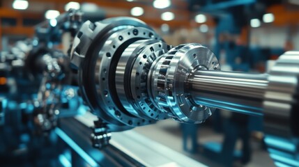 Fototapeta premium A robotic CNC machining center producing intricate metal parts with high-speed automation