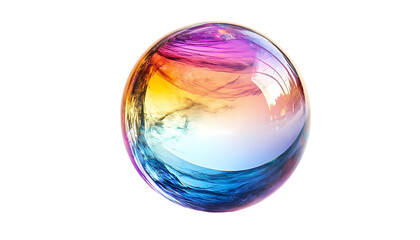 Rainbow Glass Orb Colorful Sphere Art Decor on transparent background