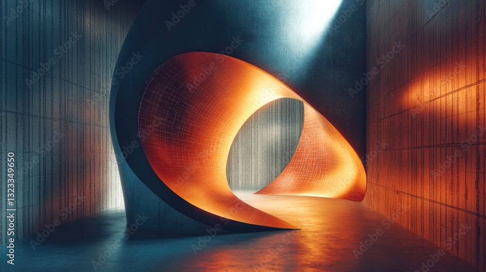 Poster A room with a circular light source in the center, suitable for architectural or design concepts