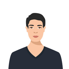 Portrait of   handsome young man. Avatar for social networks. Bright vector illustration in flat style.
