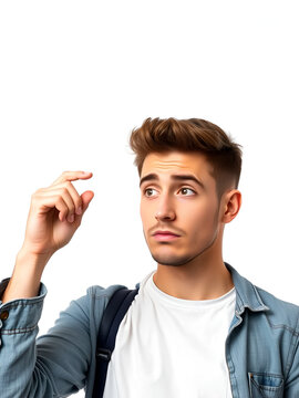 Young caucasian man isolated on white background scheming something