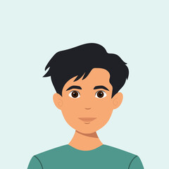 Portrait of   handsome young man. Avatar for social networks. Bright vector illustration in flat style.