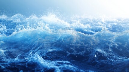 Close-up of ocean waves with foam and spray. Ideal for websites, travel brochures, and projects related to nature, water, and serenity.