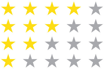 Fototapeta premium Five stars icon Vector golden gradient: Customers rate the product with five stars, flat icon for apps and websites. Set of different ratings . 1176