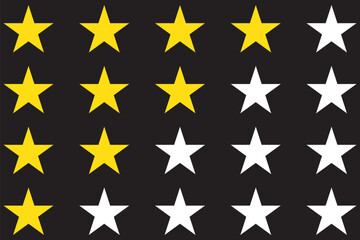 Obraz premium Five stars icon Vector golden gradient: Customers rate the product with five stars, flat icon for apps and websites. Set of different ratings . 1176