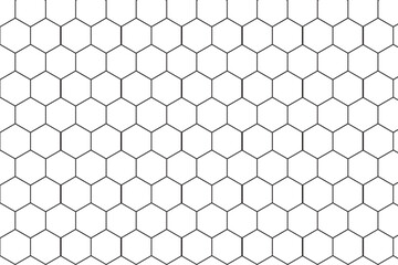 Naklejka premium Geometric seamless pattern. Repeating hexagon lattice. Repeated black honeycomb isolated on white background. Modern abstract hexagonal design for prints. 1176