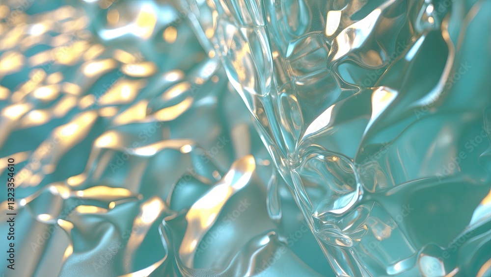 Aufkleber translucent glass surface reflecting light with a bumpy semitransparent texture in shades of teal an