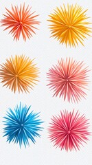 Set of Colorful fireworks bursting isolate 