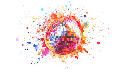Colorful Watercolor Explosion Abstract Art on transparent background