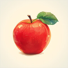 Apple picture cartoon 2D, a beneficial fruit, is used as an illustration for advertising.