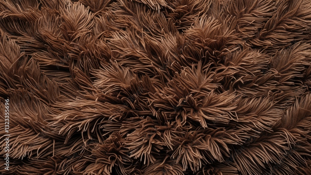 Poster brown plush carpet with a dense, textured pattern; rich warm tones; fibers create a soft, inviting s