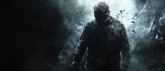 Obraz premium A person stands in dimly lit surroundings holding a knife, suitable for use as a thriller or horror image