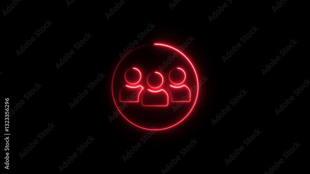 Aufkleber glowing neon simple group user icon isolated. render group profile photo symbol ui. avatar sign. hum
