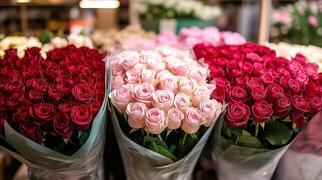 large bouquets of roses at rose shop 