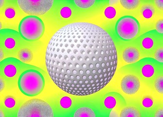 Abstract Golf Ball Design with Colorful Dots and Patterns