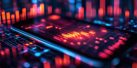 Data visualization trends in mobile technology urban environment digital content interactive display modern aesthetics