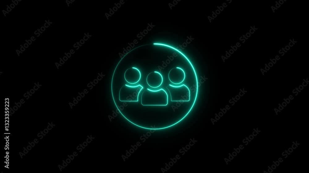 Aufkleber glowing neon simple group user icon isolated. render group profile photo symbol ui. avatar sign. hum