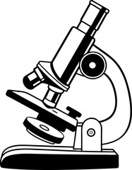 Microscope icon silhouette, microscope isolated vector on white background