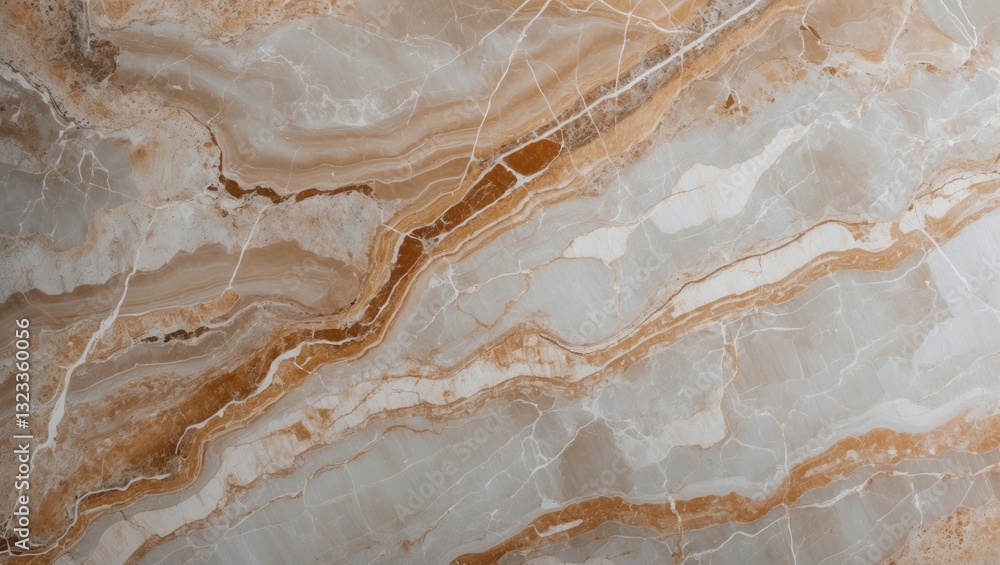 Aufkleber Sleek beige and light cream marble texture featuring subtle gold veins angularly positioned across a polished surface for a luxurious appearance.
