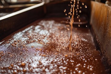 A delicious-looking chocolate cake with a sprinkle of icing, perfect for a birthday party or dessert table