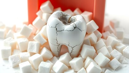 dental crown and teeth placed in sugar 