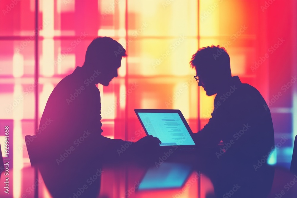 Aufkleber Two people collaborating on computer in a office setting