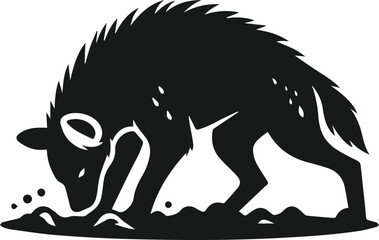 A hyena digging furiously into the ground open vector