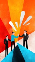 Successful business partnership, Businessmen making a handshake with business growth graph, 