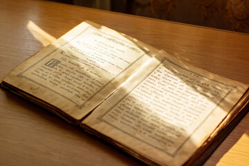 Fototapeta premium A physical book is opened to show the letter a on a page