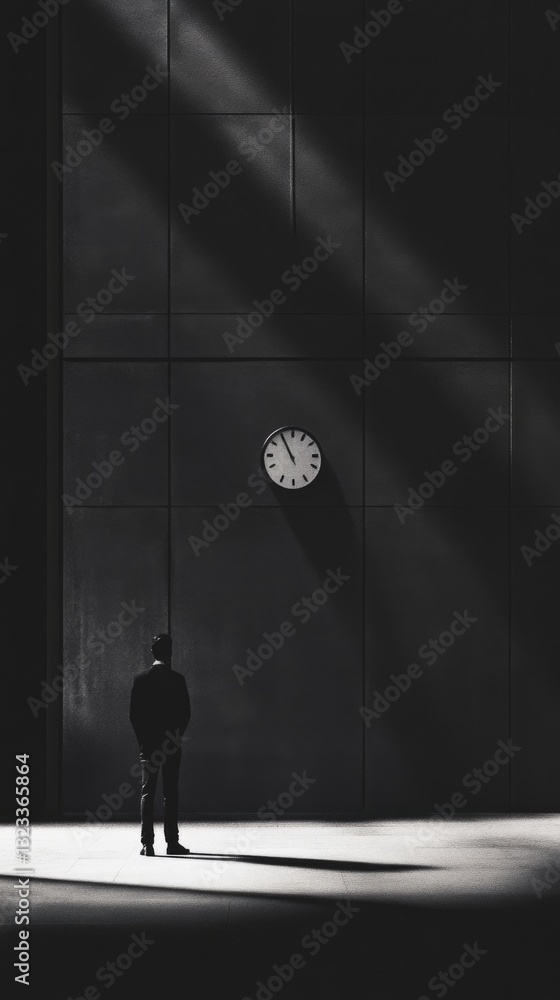 Aufkleber A person standing in front of a clock tower with intricate details, suitable for use as a background or illustration
