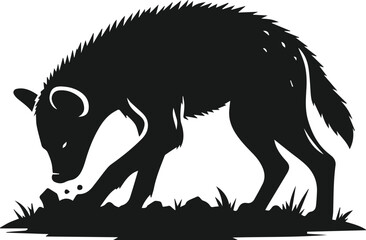 A hyena digging furiously into the ground open vector