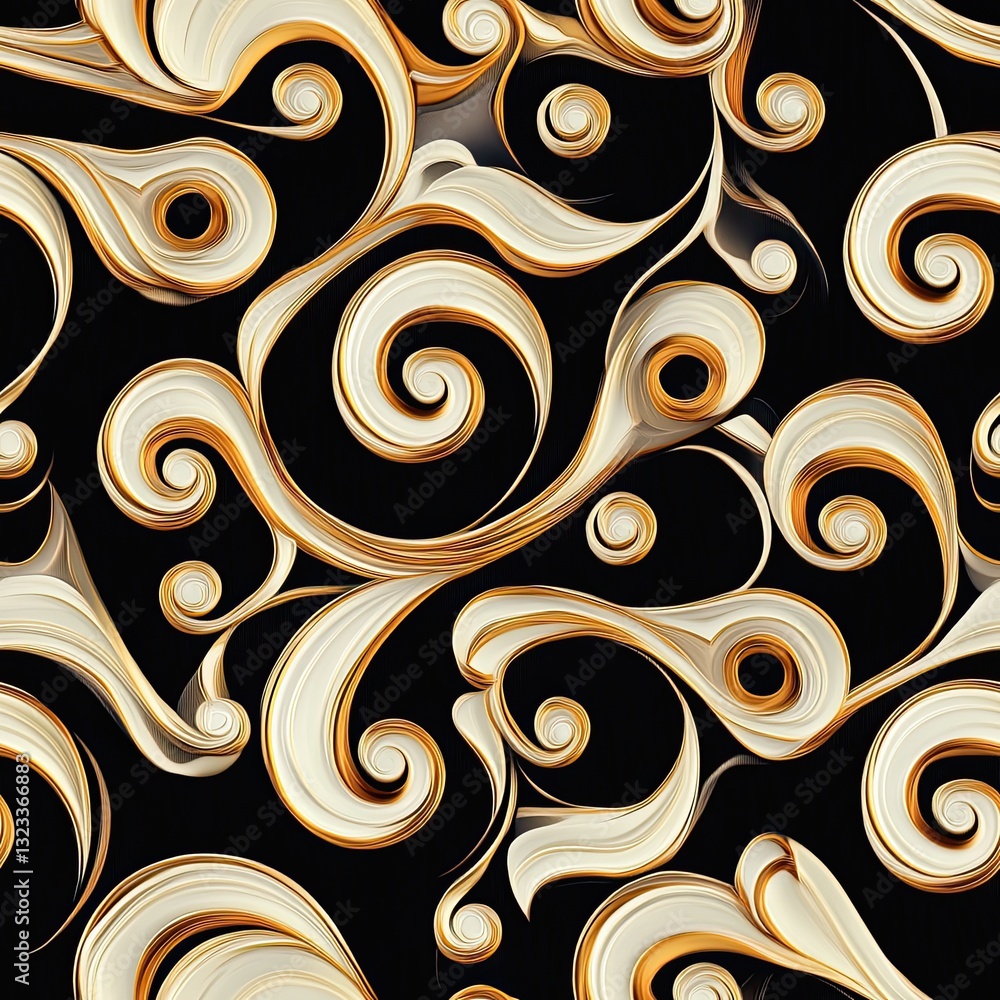 Poster seamless spiraling pattern dynamic scrollwork design for modern projects