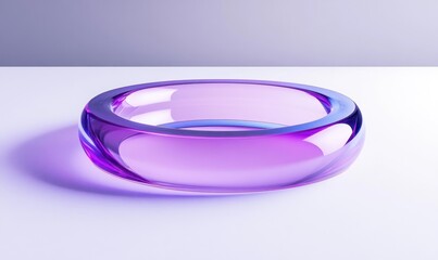 Purple glass ring, bowl, or dish on white background.
