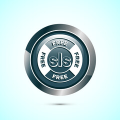 SLS free icon design illustration, SLS and SLES free label badge for web, Gray color round button design