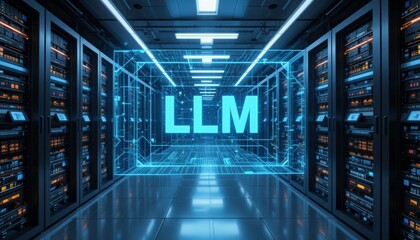 Fototapeta premium LLM Server Room: AI & Big Data Concept - Artificial Intelligence (AI)