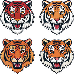 Fierce Tiger Head Vector Illustration