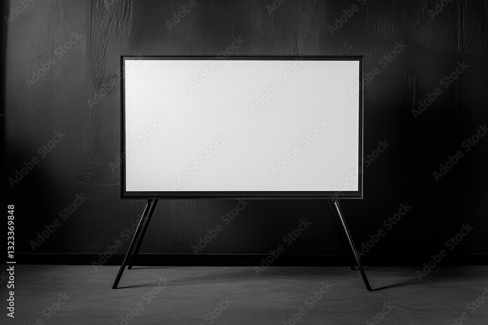 Poster a picture frame on a stand against a wall, perfect for displaying artwork or memorabilia