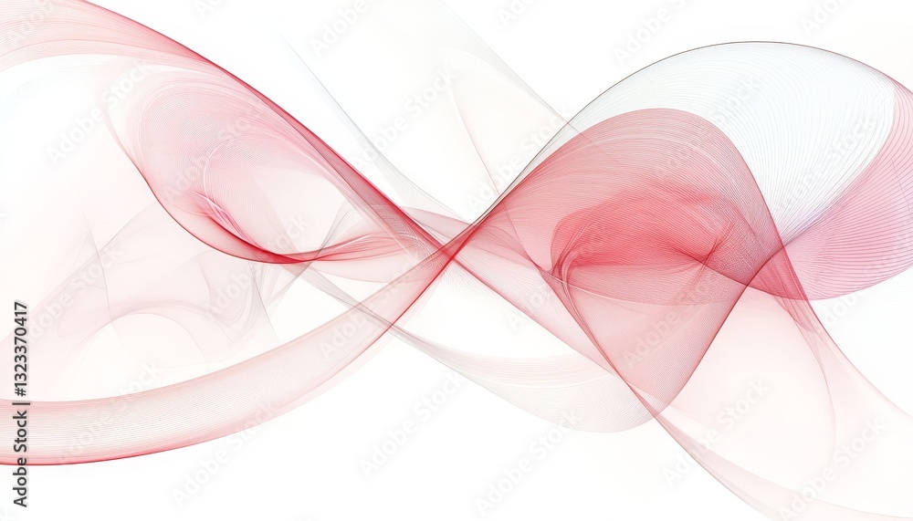 Poster Abstract red and white wavy lines. Design element background for technology or science.